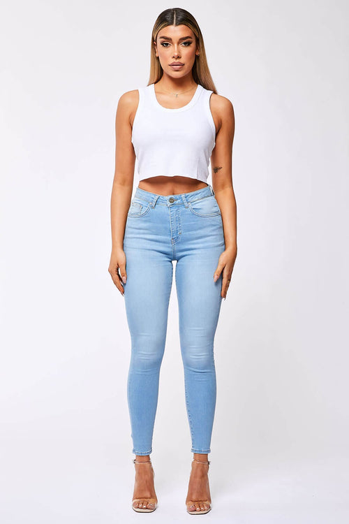 Legend London Womens Jeans SKINNY JEANS - WASHED PALE BLUE