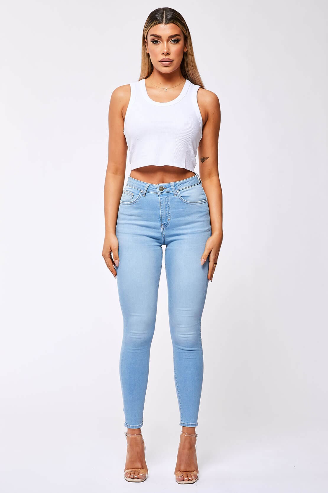 Legend London Womens Jeans SKINNY JEANS - WASHED PALE BLUE