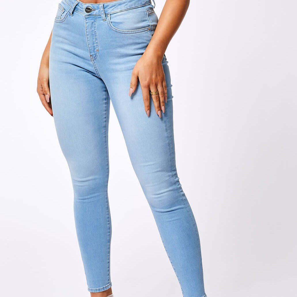 Legend London Womens Jeans SKINNY JEANS - WASHED PALE BLUE