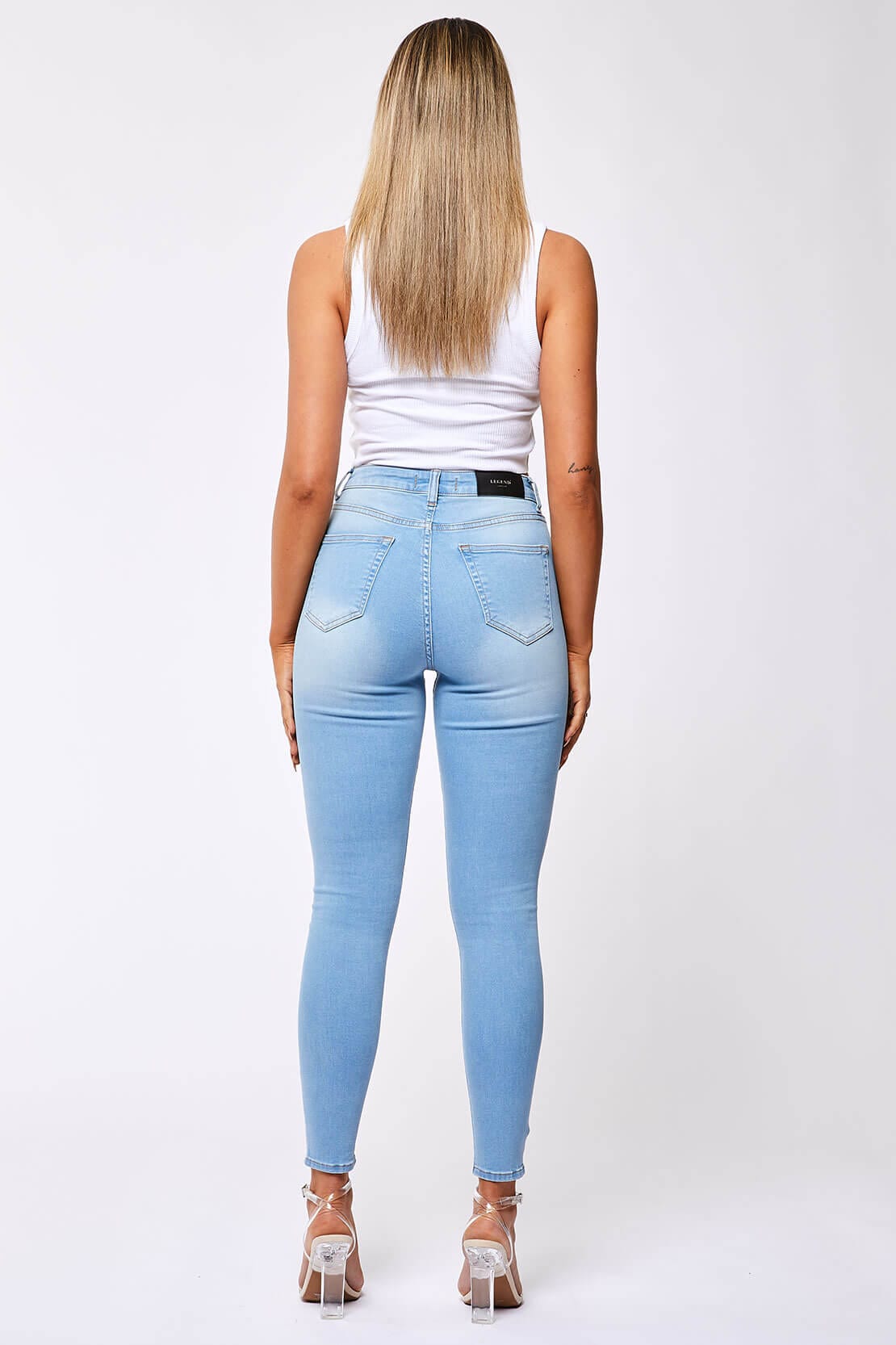 Legend London Womens Jeans SKINNY JEANS - WASHED PALE BLUE