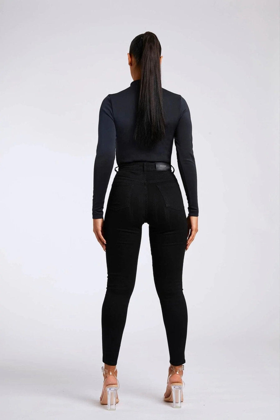 Legend London Womens Tops HIGH NECK BODY SUIT - BLACK