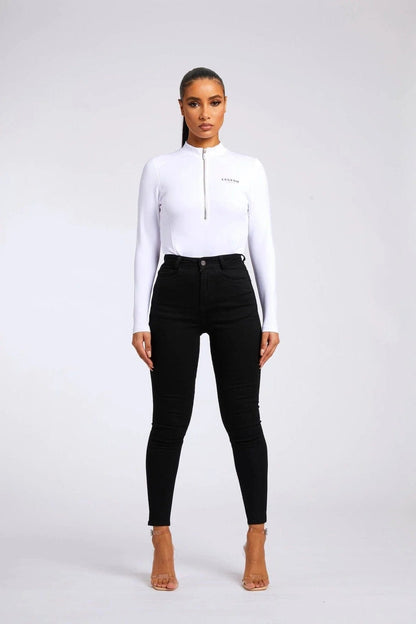 Legend London Womens Tops HIGH NECK BODY SUIT - WHITE