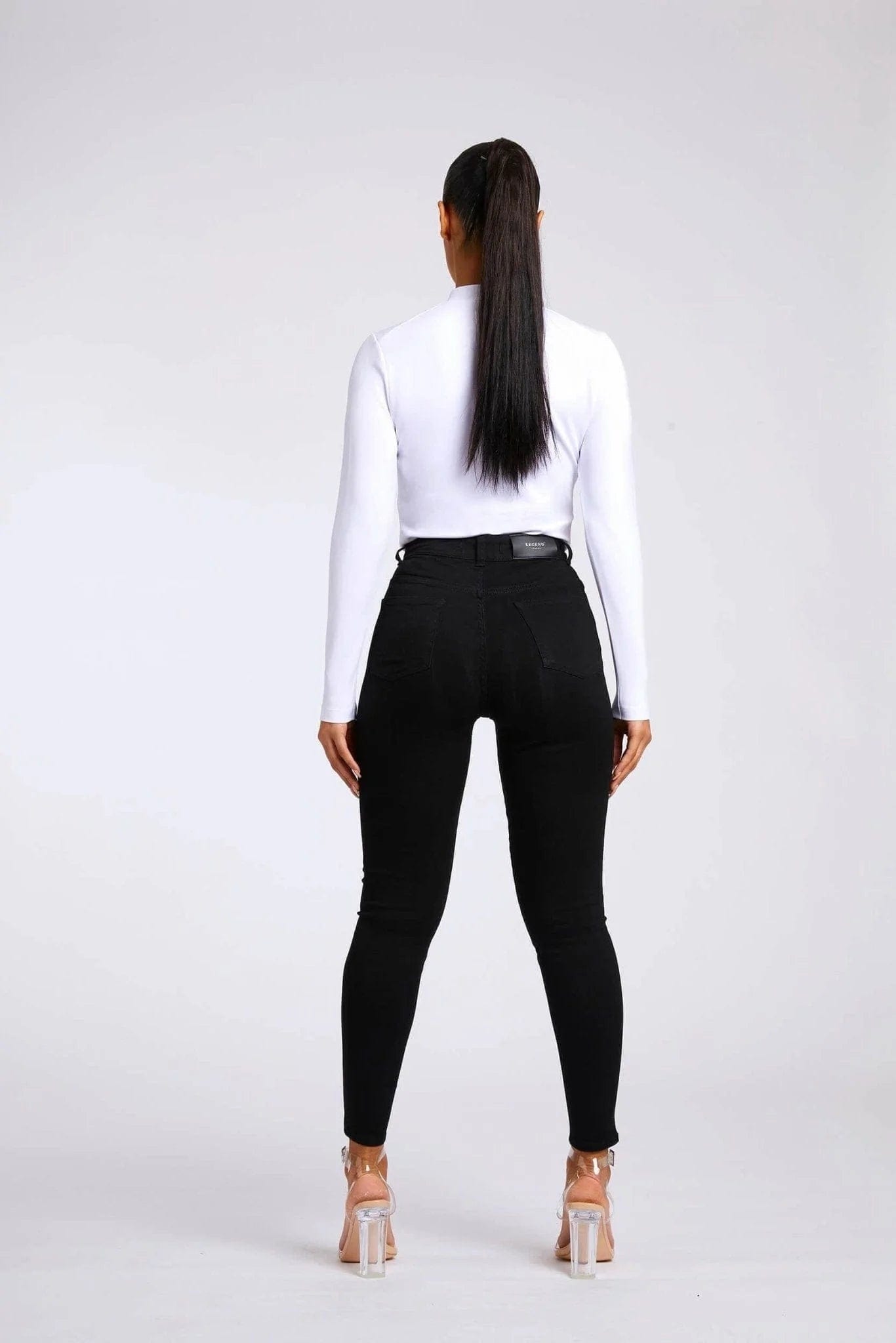 Legend London Womens Tops HIGH NECK BODY SUIT - WHITE