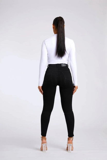 Legend London Womens Tops HIGH NECK BODY SUIT - WHITE