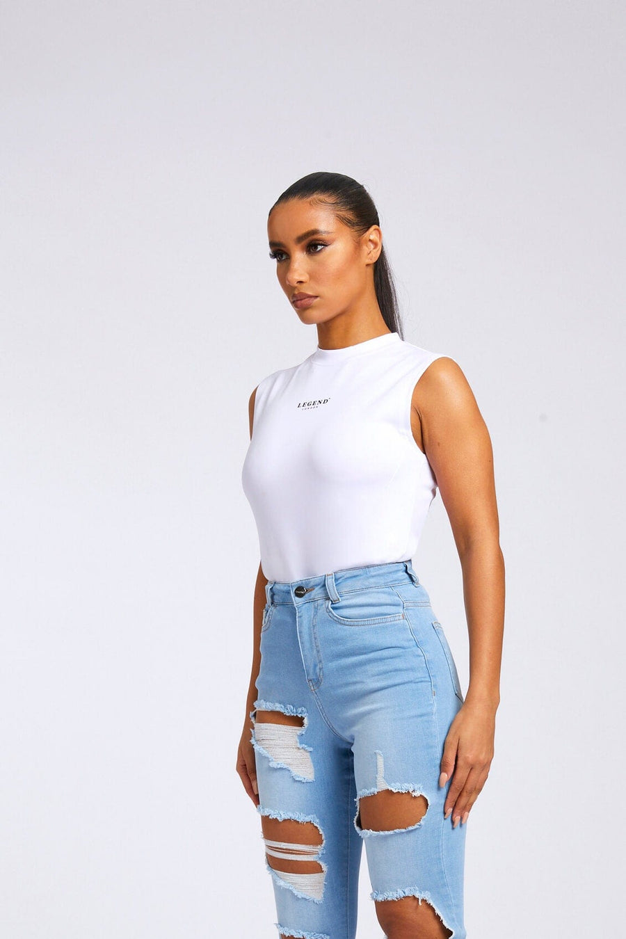 Legend London Womens Tops SLEEVELESS TANK TOP - WHITE
